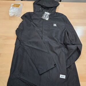 Dixxon Tech Jacket Black Hooded Rain Coat Lightweight Jacket Mens Medium